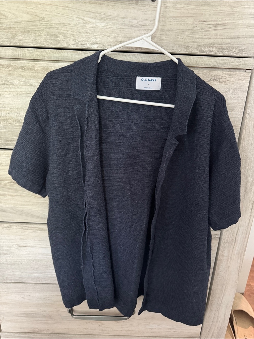 Old Navy Black Short-Sleeve knit button down shirt